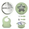 Wholesale Baby Silicone Stainless Steel Feeding Tableware Set